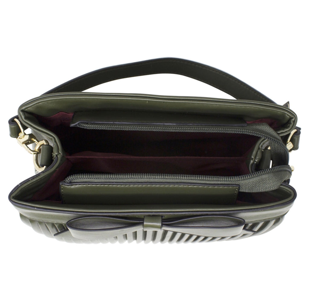 Bow Pleated Grab Bag with Shoulder Strap