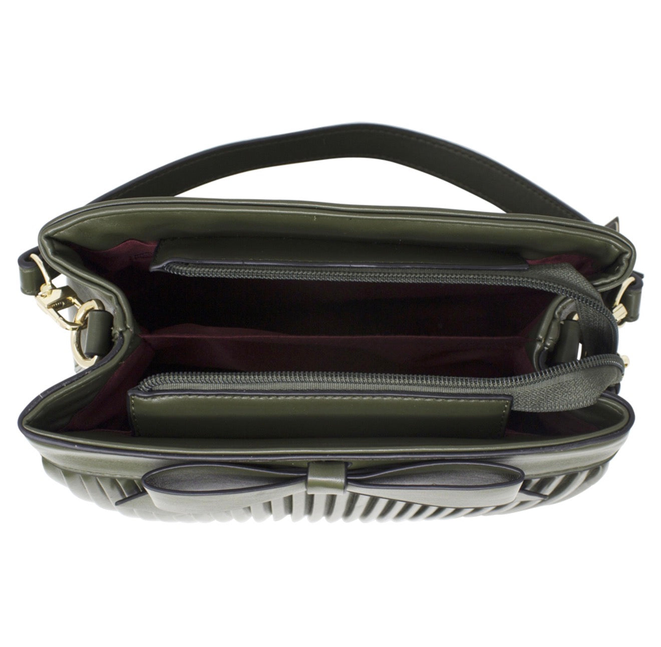 Bow Pleated Grab Bag with Shoulder Strap