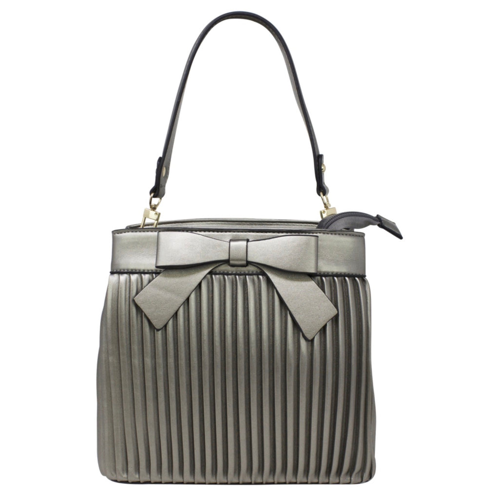 Bow Pleated Grab Bag with Shoulder Strap