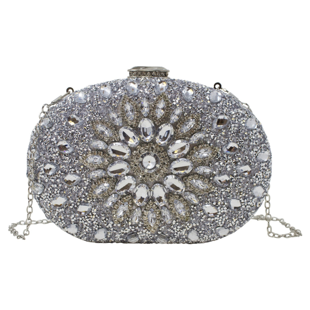 Full Diamante Clutch Bag silver