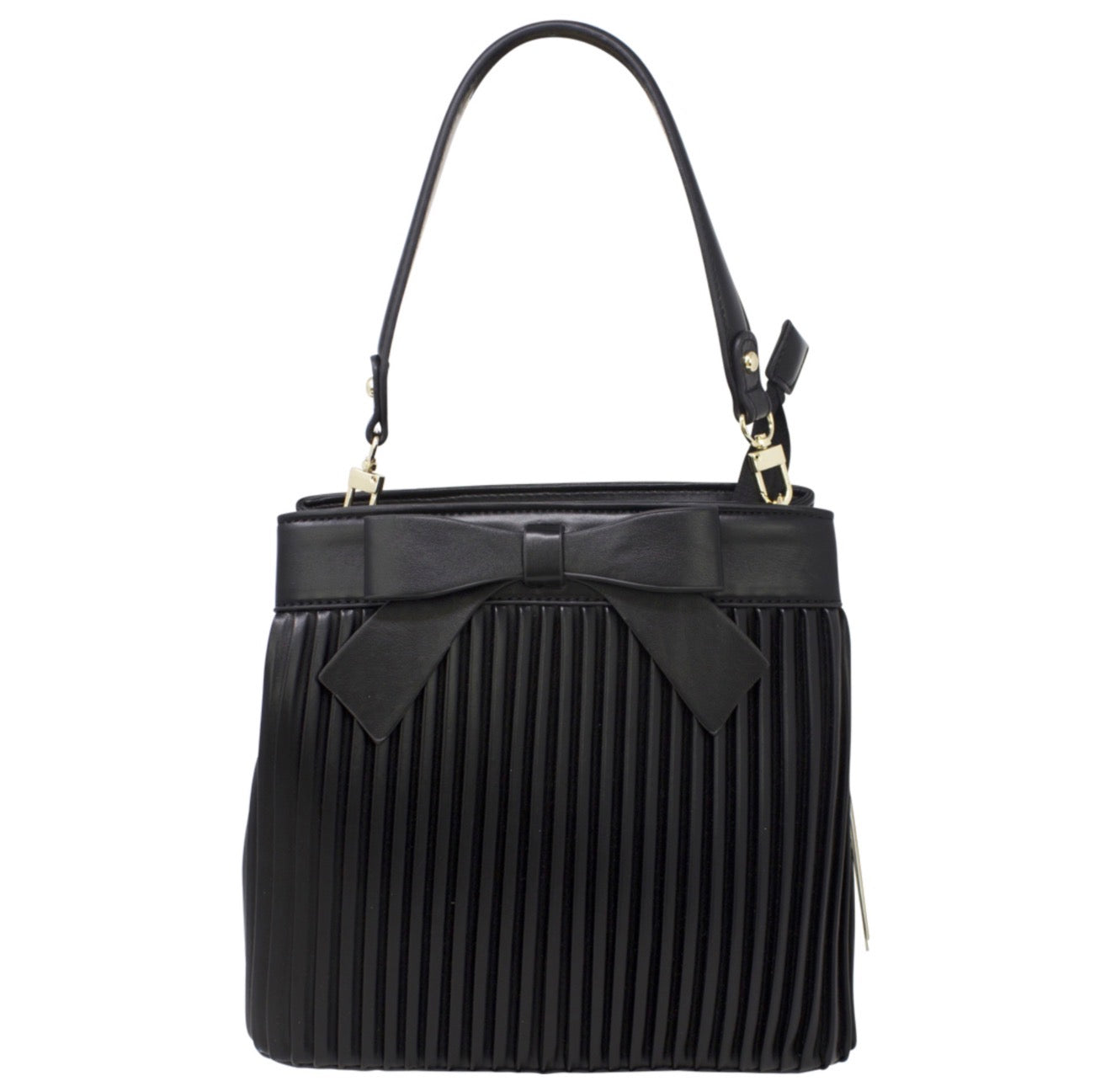 Bow Pleated Grab Bag with Shoulder Strap
