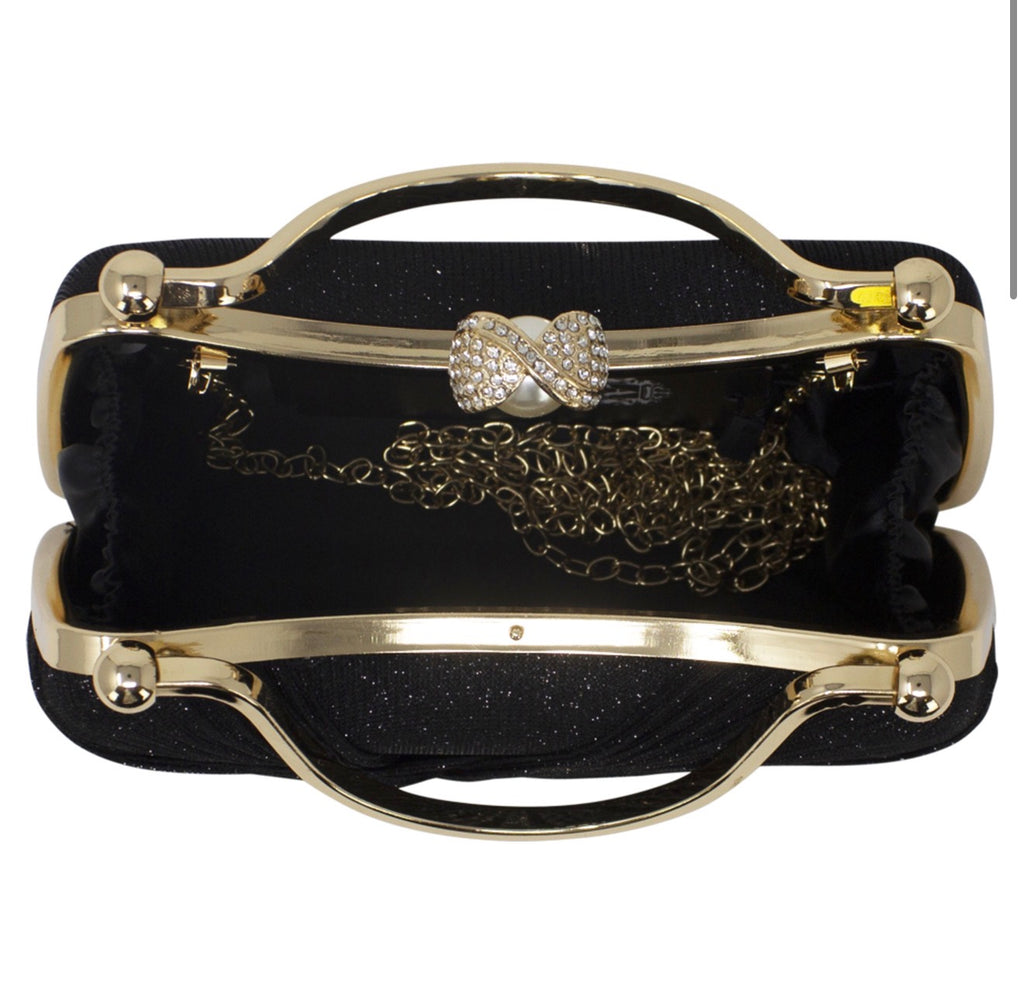 Bow Diamante Clutch Bag