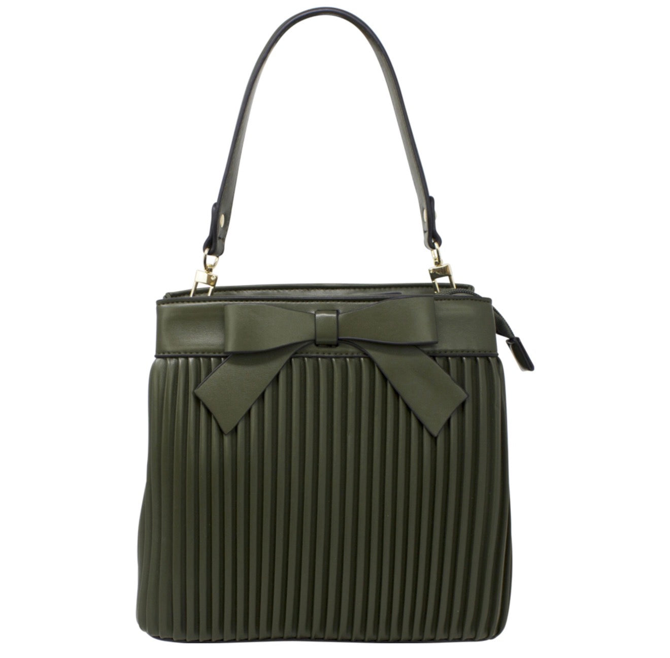 Bow Pleated Grab Bag with Shoulder Strap